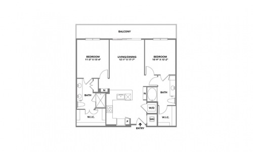 Sophistica Two Bed/Two Bath Luxury Floorplan