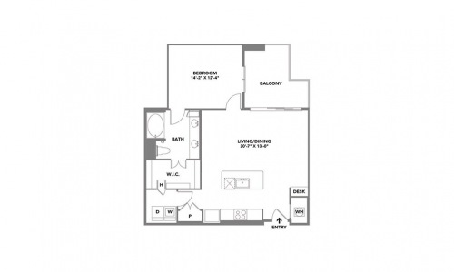 Monroe One Bed/One Bath Luxury Apartment Floorplan - Live Spectacularly in a One-Bedroom at Roadrunner on McDowell