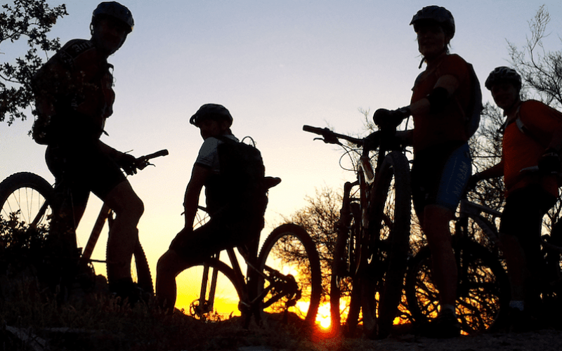 lifestyle image of a group on their bicycles